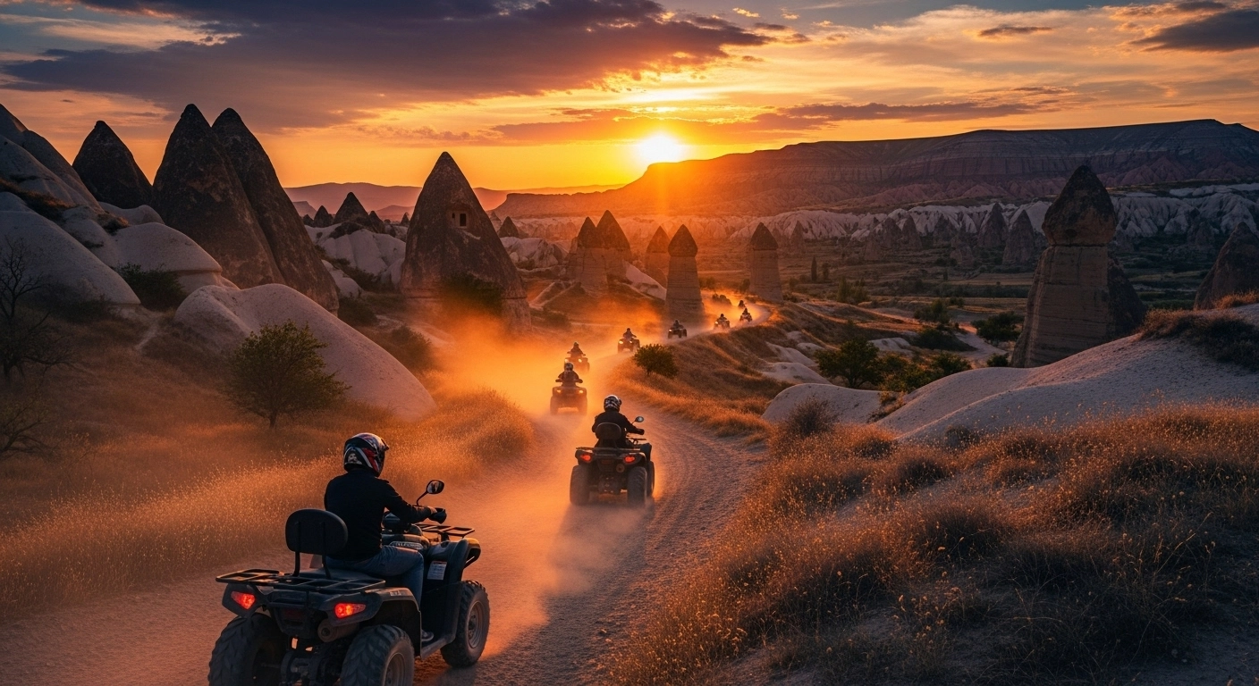 ATV sunset tour Cappadocia with colorful skies