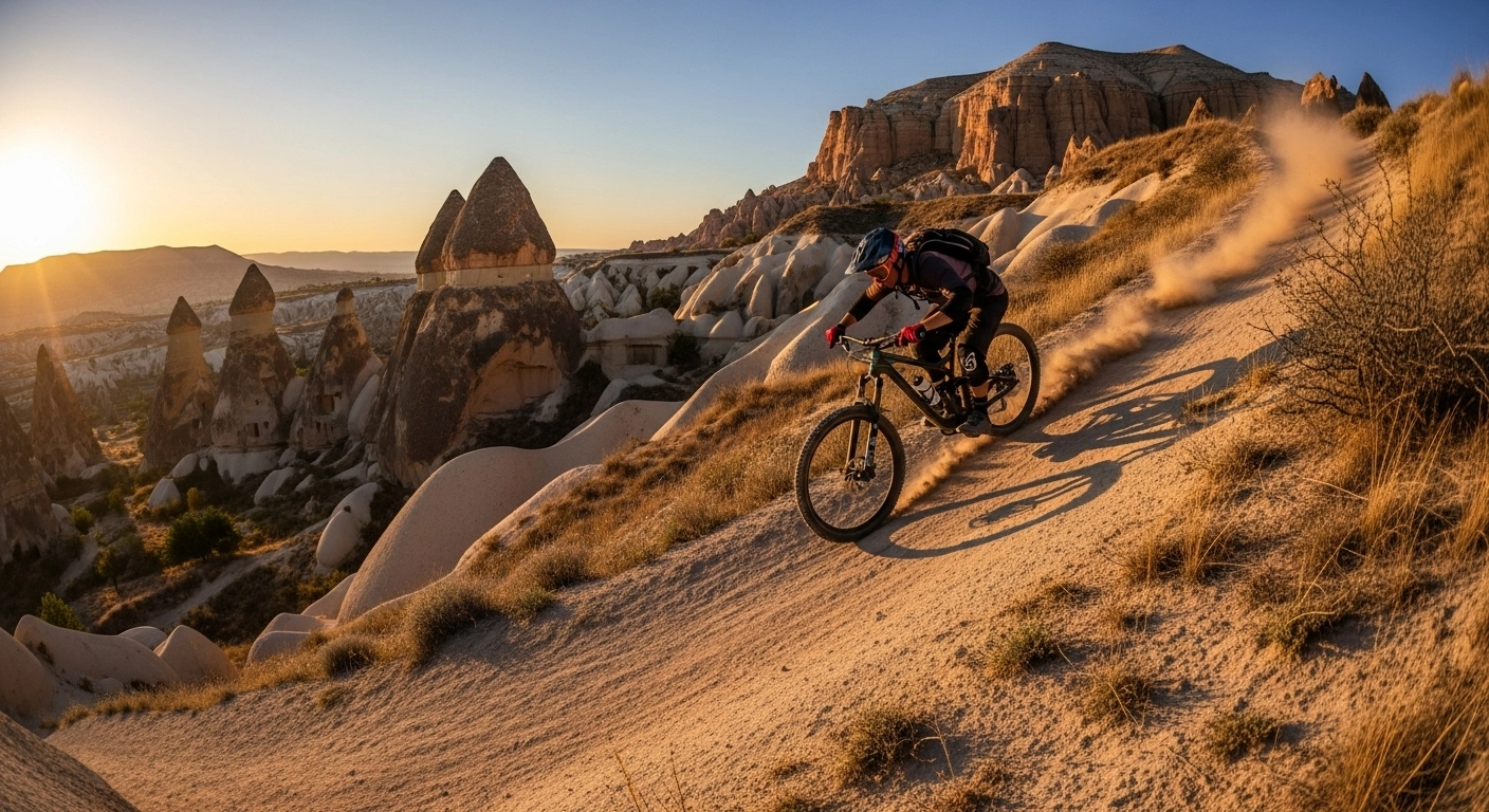 Cappadocia mountain biking trail through fairy chimneys