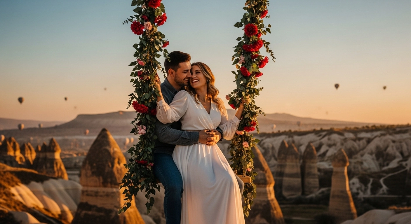 Swing in Cappadocia with panoramic valley views